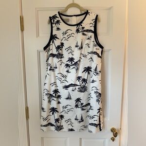 HOBBS London Dress Sz 14 Mini Elinor White With Navy Nautical Print Sleeveless